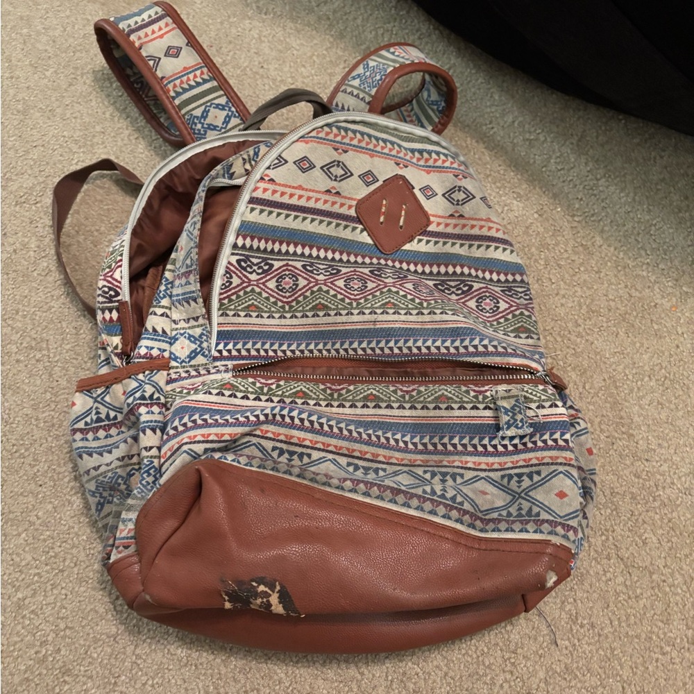 Born Brown Backpack with White Accents